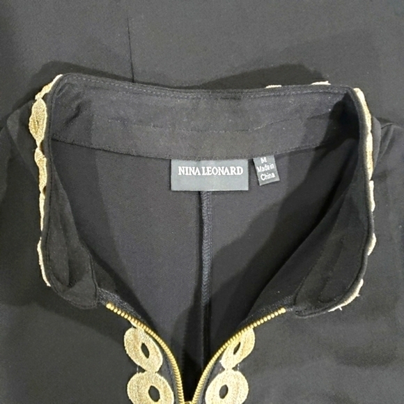 Nina Leonard Black Sleeveless Dress W/ Gold Detailing - Picture 5 of 7